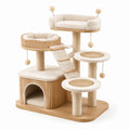 Árbol para gatos de madera y tela de poliéster beige con sisal