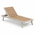 Tumbona de aluminio y madera marrón claro 200x70x30 cm