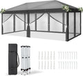 cenador, LEADZM, para jardín, terraza, camping y uso comercial, protección UV 50+, altura regulable con 6 mosquiteras, impermeable, estable, antracita