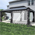 cenador, Generic, Paneles laterales impermeables para pérgola para exteriores con ojales, para jardín, transparente (4 x 4,5 m), personalizables