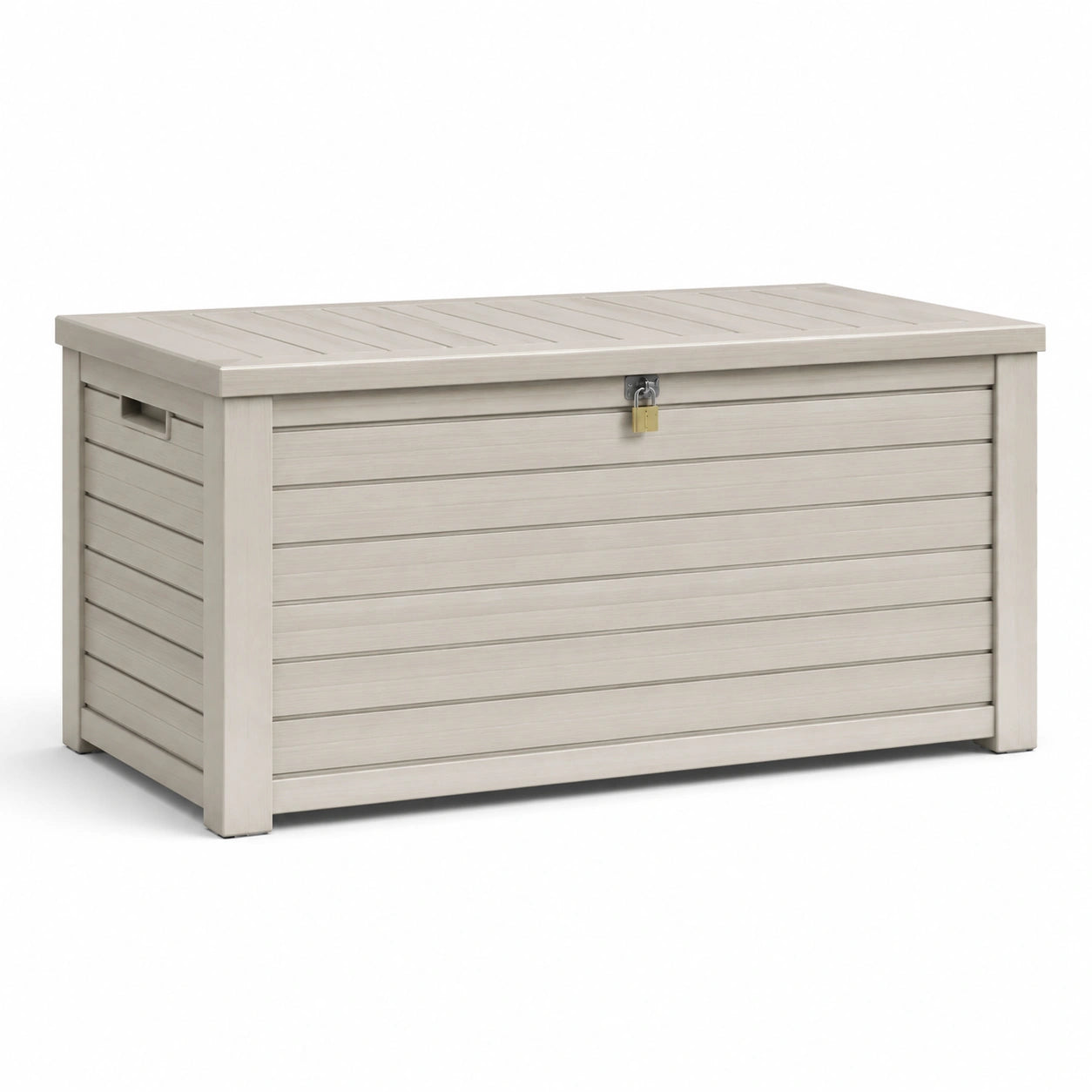 Baúl de jardín de polipropileno beige con candado 120x60x50 cm