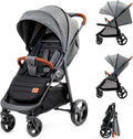silla de paseo, Kinderkraft, kk GRANDE PLUS ligera desde Nacimiento hasta 22 kg, Plegado con una sola mano, Posición tumbada, Capota grande XL, Grigio