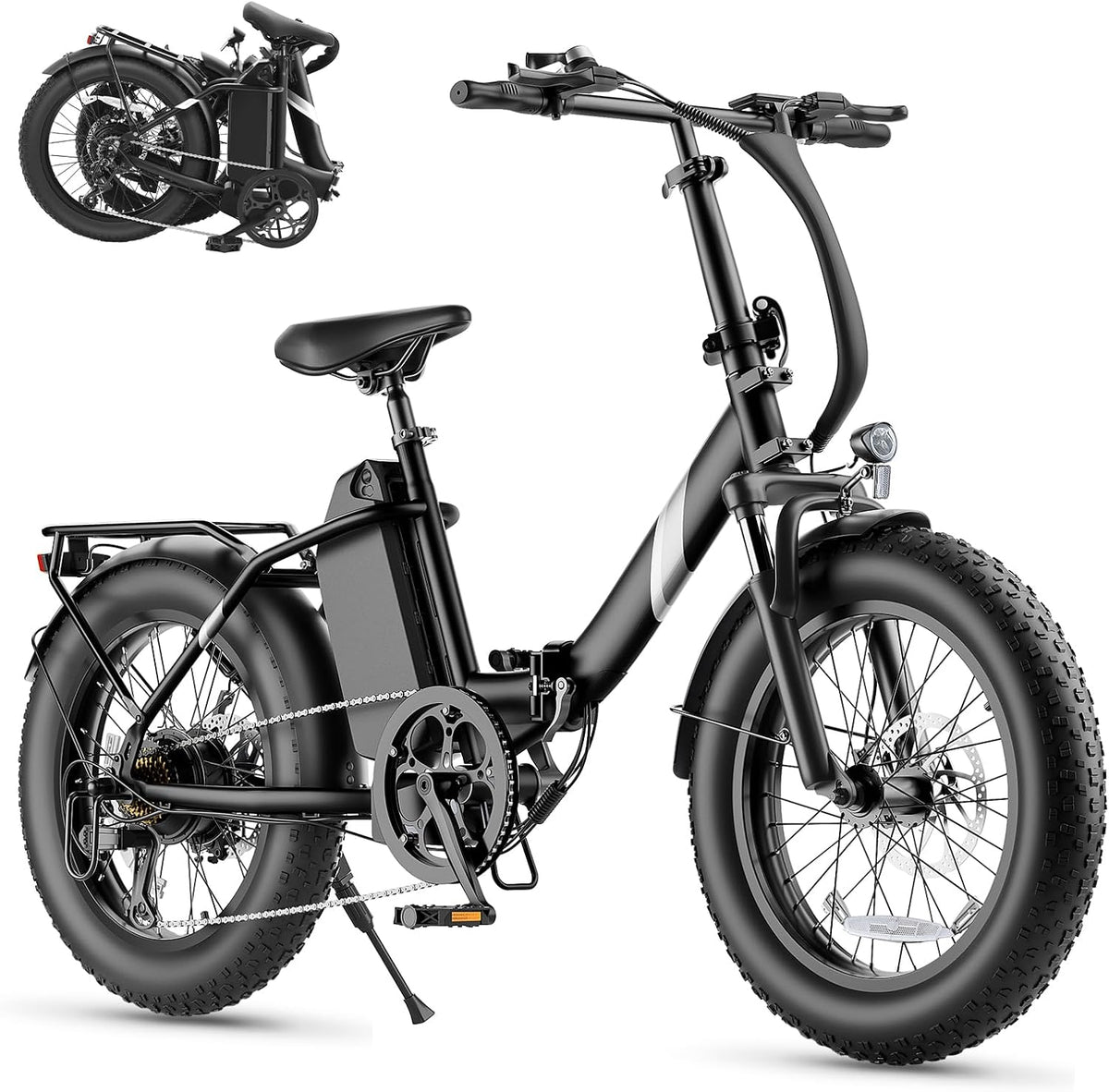 bicicleta eléctrica, Touroll, S3, Fat Bike Plegable 20'×3.0', Autonomía 195 KM, para La Ciudad y La Naturaleza