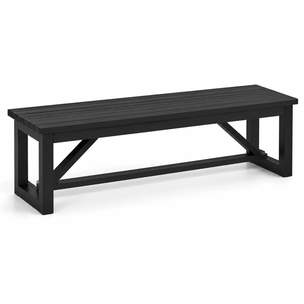 Banco de aluminio negro para exteriores 180 cm