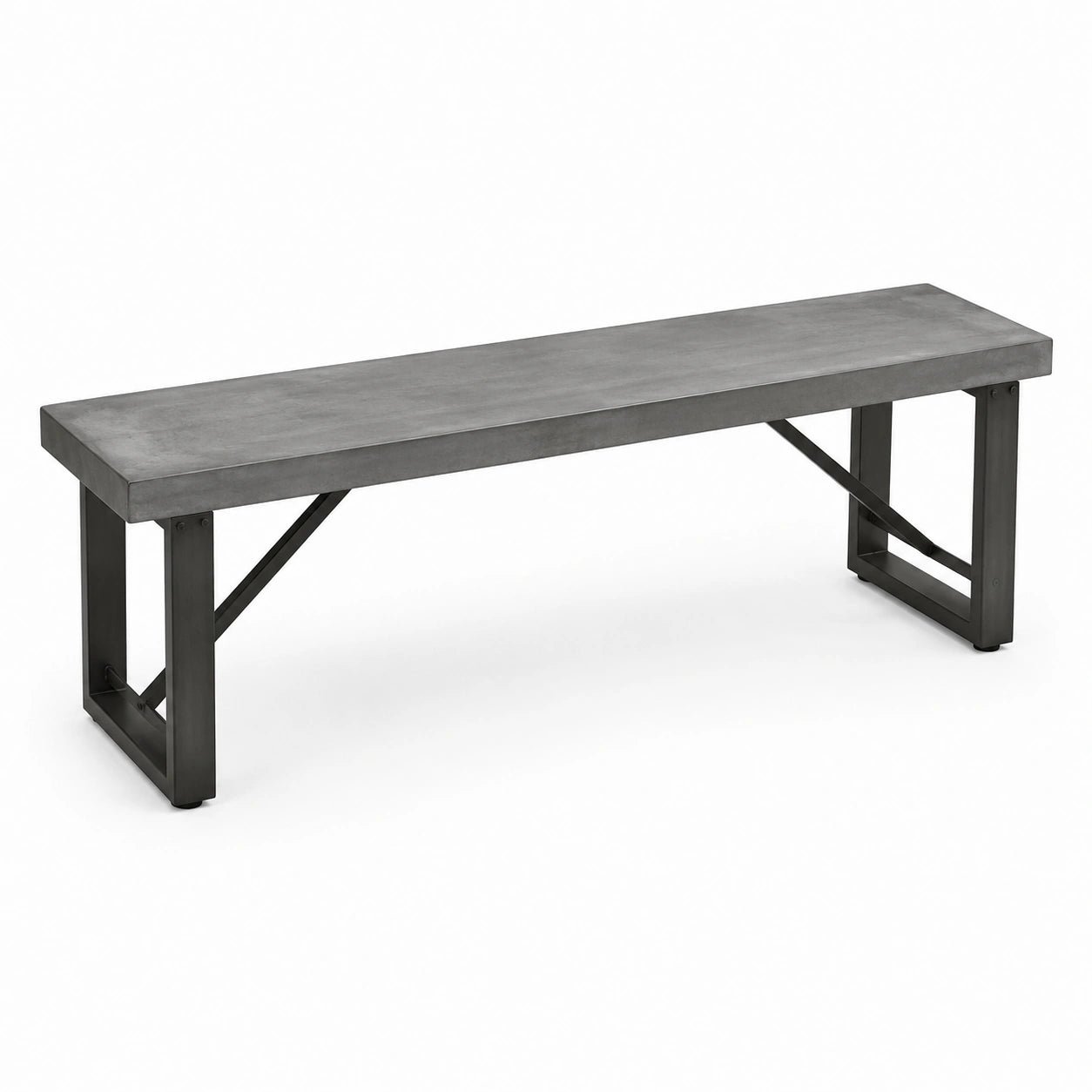 Banco de hormigón reforzado y acero gris oscuro 180x40x45 cm