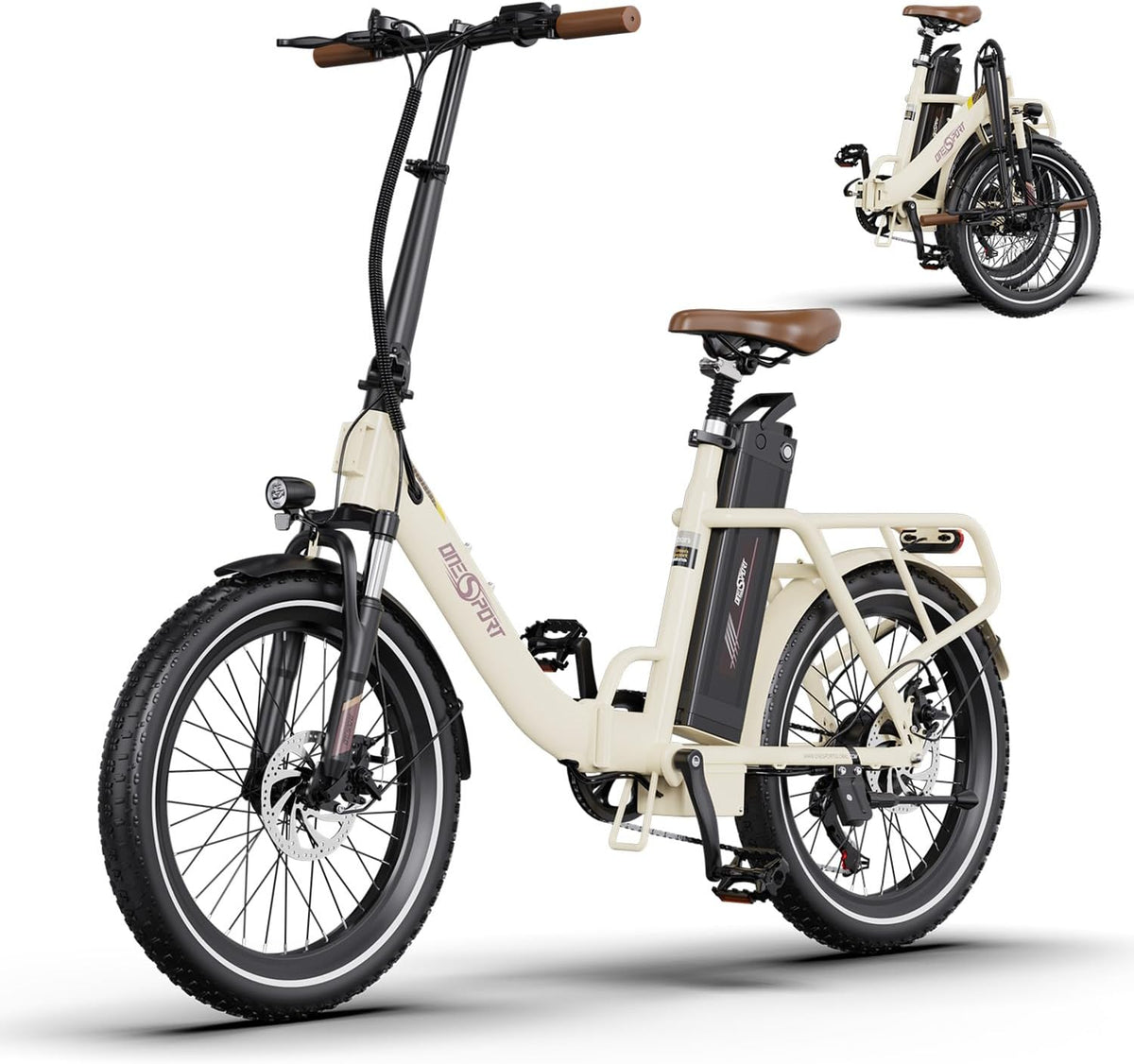 bicicleta eléctrica OT16-2, ONESPORT, 20' con Extraíble Bateria 48V 17Ah, 250W Bicicleta Electrica Adultos con Pantalla LCD y Conexión Bluetooth