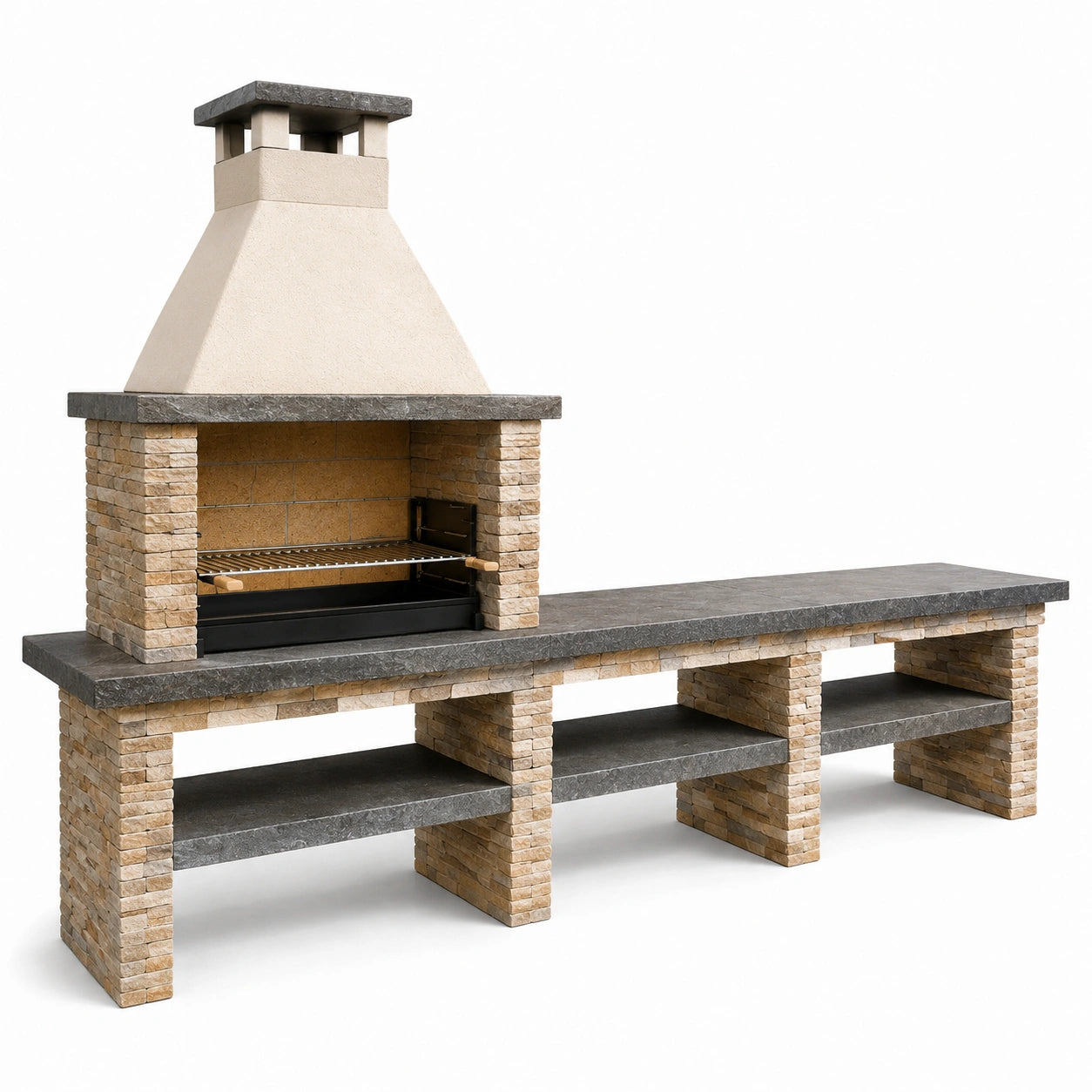 Barbacoa de piedra caliza y granito para exteriores 200x75x250 cm