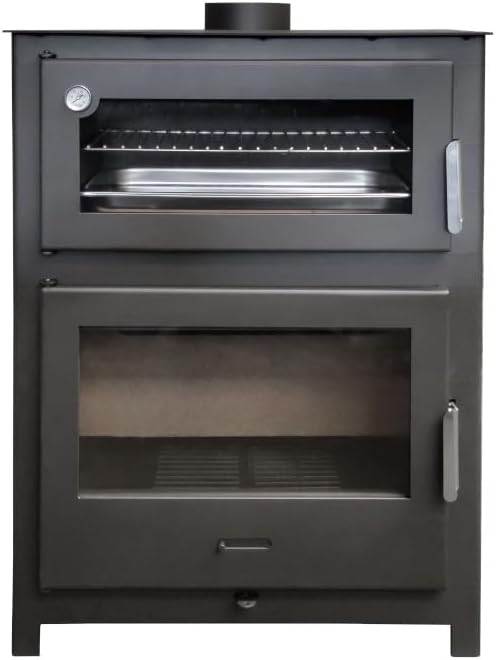 Estufa, MAESTRO FERRETERO, MF - de Leña con Horno Nadia de 13,4 kW en Acero con Visión Panorámica