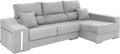 sofá, Miroytengo, Asientos Extensibles Gris Claro 263 cm, Chaise Longue Oscar Derecha 3 Plazas, 2 Puffs, Arcón
