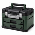 Caja de herramientas de plástico con cajones verde y negro 40x30x25 cm