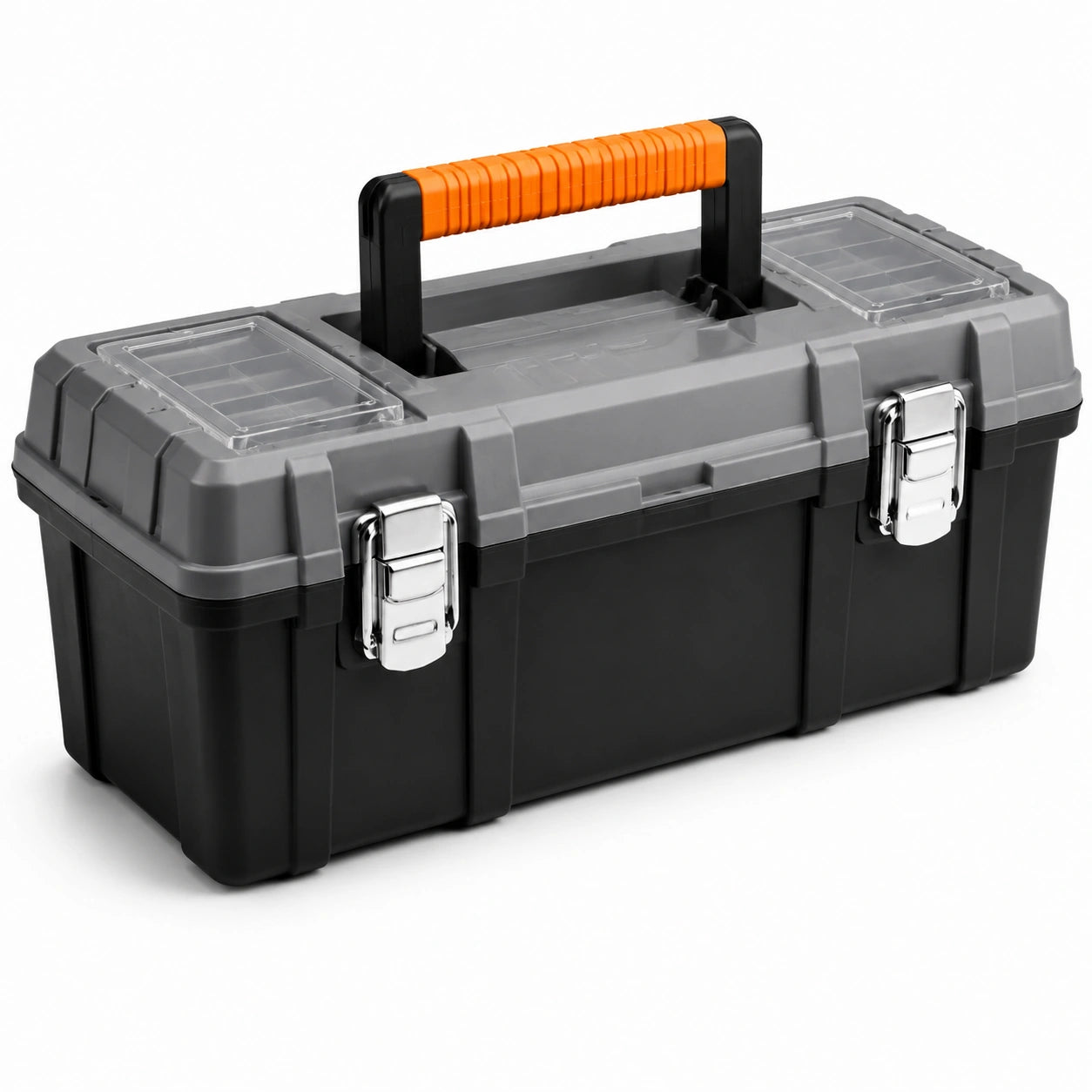 Caja de herramientas de plástico negro y gris 45x25x22 cm