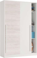 armario, Habitdesign, Color Blanco Artik y Blanco Velho, 2 Puertas Correderas, 200x120x50 (AltoxAnchoxFondo - en cm), Modelo Elliot