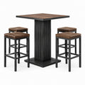 Conjunto de bar mesa cuadrada de madera con taburetes de cuero sintético