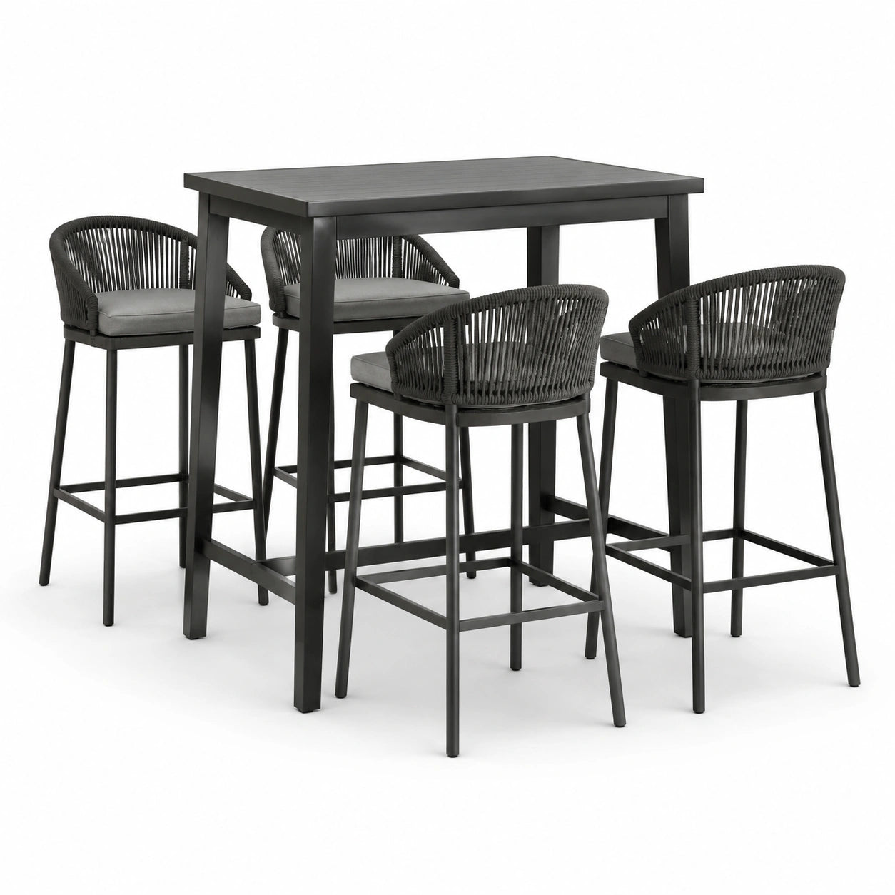 Conjunto de bar de aluminio y cuerda gris oscuro