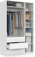 armario, IDMarket, color blanco, Taylor - Dressing modulable 120 x 55 x 200 cm, 2 módulos con + estantes + cajones