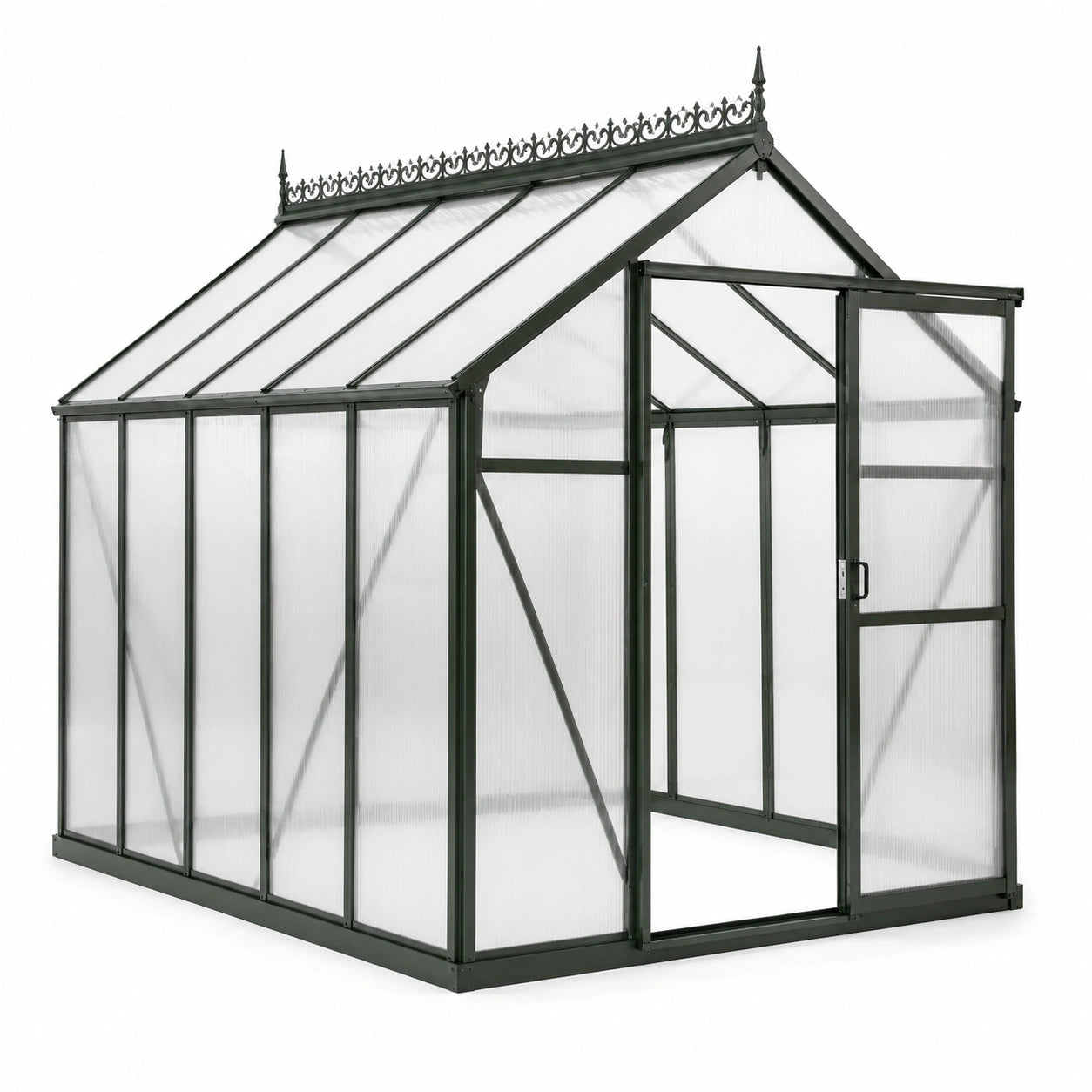 Invernadero de Aluminio y Policarbonato Verde Oscuro 250x190x220 cm
