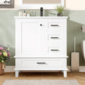 armario, Moimhear, lavabo de cerámica integrado (blanco), 76 x 46 x 83,5 cm, lacado completo, tres cajones silenciosos