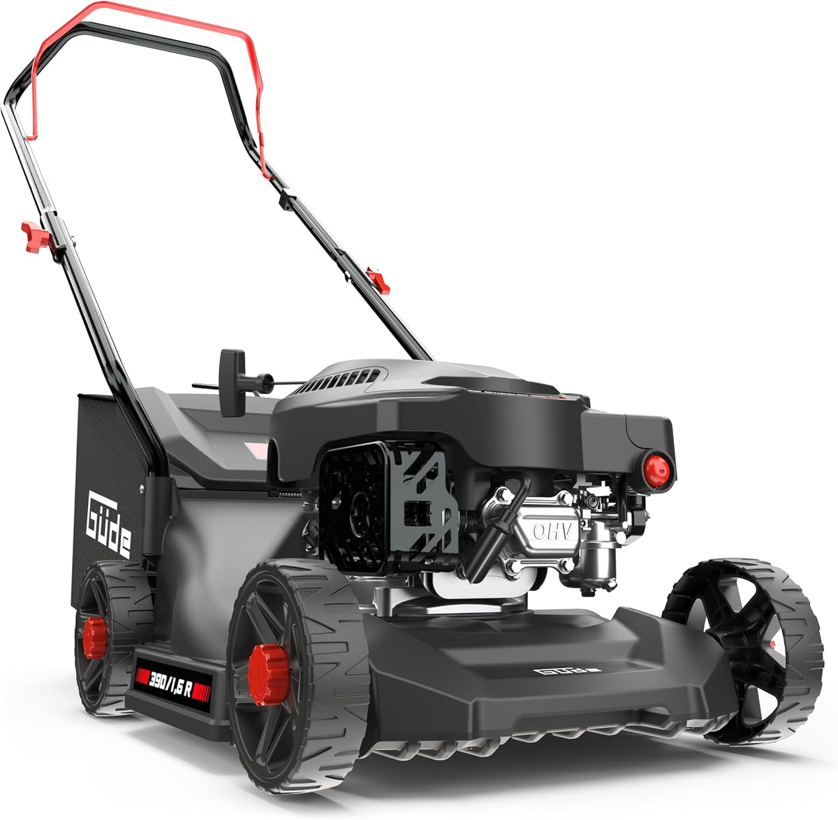 cortacésped, Güde, Eco Wheeler 390 1,6 R (Motor de Gasolina de 4 Tiempos 1,6, 2 (kW, Ancho de Corte 390 mm, Dispositivo de Pesca de 35 L, PS), siega