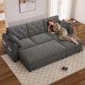 sofá cama, Wyibwy, terciopelo, de 3 plazas con contenedor y reposapiés, Sofá esquinero en forma de L con función de cama, sofá modular