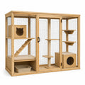 Jaula para gatos de madera y metal galvanizado con plataformas
