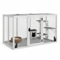 Jaula de aluminio para gatos con estantes y caseta interior