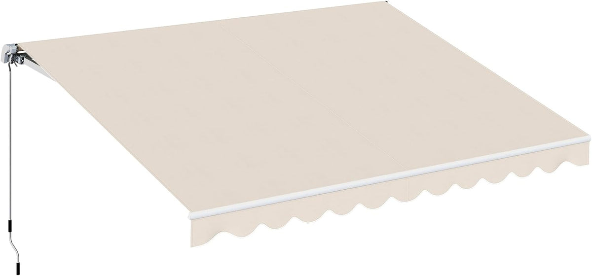 toldo, Outsunny, Exterior Terraza con Ángulo Ajustable, para Jardín, Manual Retráctil 300x250 cm, Estructura de Aluminio, Brazo Articulado, Crema