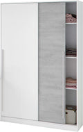 armario, Habitdesign, Color Blanco Artik y Cemento, 2 Puertas Correderas con Estantes y Barra, 200x120x50 (AltoxAnchoxFondo - en cm), Modelo Indira