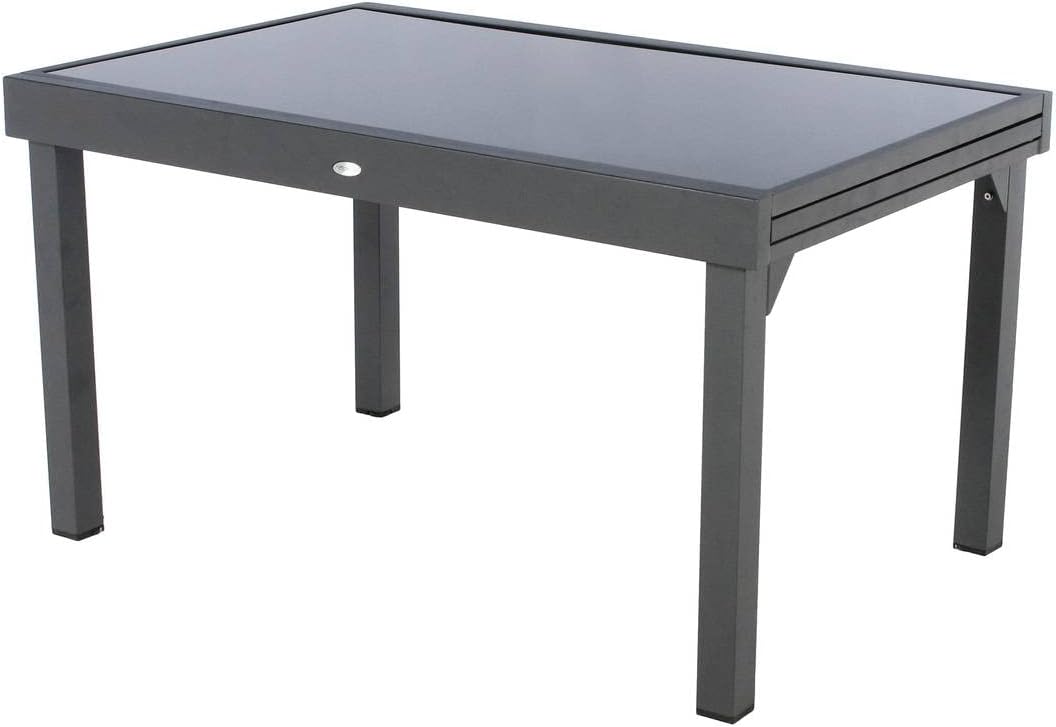 Mesas de comedor, HESPERIDE, Hespéride - Mesa de jardín Extensible Piazza, Vidrio Templado - Mobiliario de Exterior con extensión Deslizante