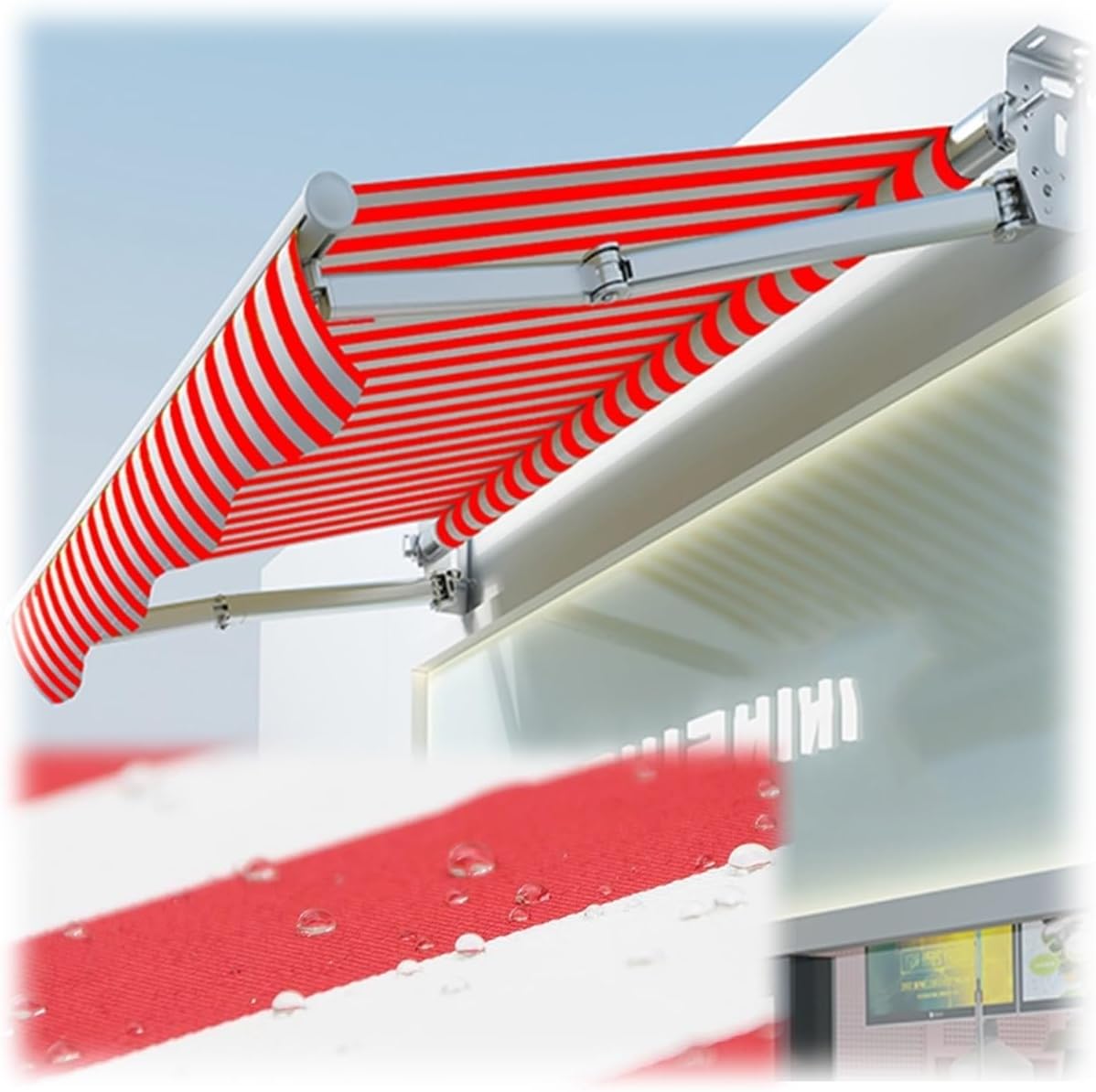 toldo, Genérico, retráctil para Patio, para Exteriores, para Jardines, 40 tamaños, 4 x 3 m, Color Vermelho., Enrollable, terrazas