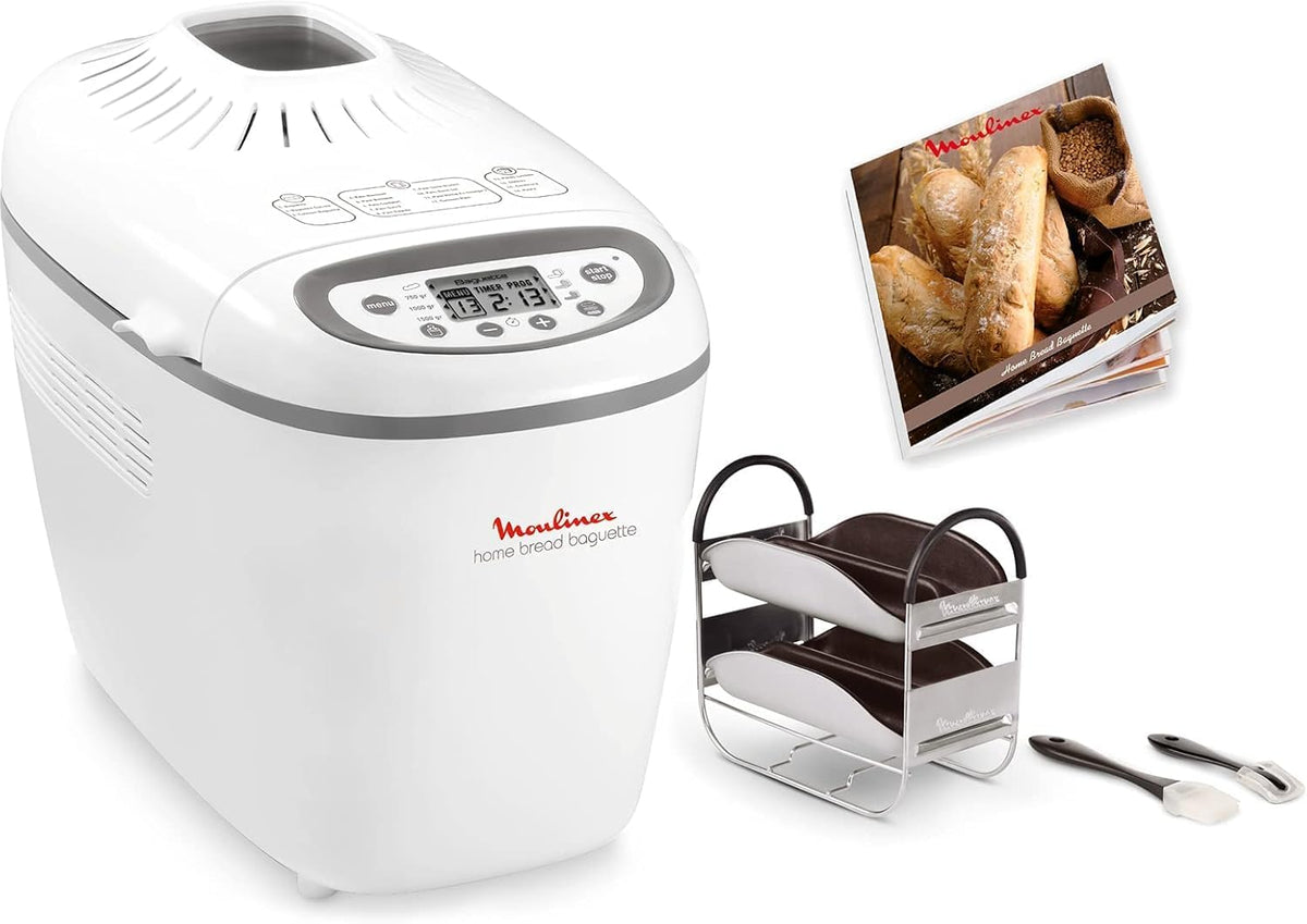 Panificadora OW6101, Moulinex, Home Bread Baguette, amasar pan, baguettes, Molde Antiadherente, 16 programas, tamaño familiar hasta 1,5 kg