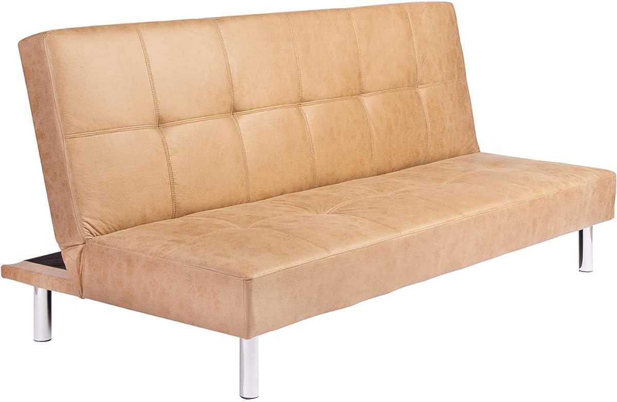 sofá cama, mattfy, - Clic Clac Tipo Libro de 3 Plazas Modelo Milos, Diseño Moderno, Práctico y Funcional, Acabado en Marrón Piedra