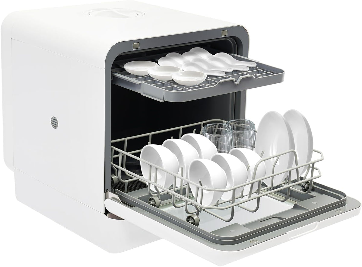 lavavajillas, TONFEION, Blanco, de Mesa Energéticamente Eficiente con 4 Programas, Secado por Aire Caliente y Antibacteriano por 72h