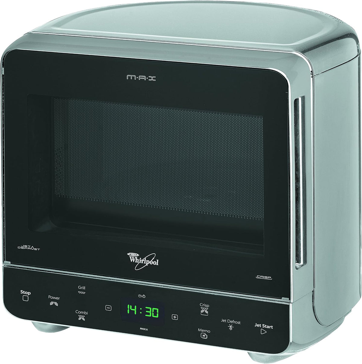 microondas, Whirlpool, MAX 38 SL - Horno (13 L, 700 W, sistema 3D), función Jet Start, color plateado