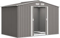 cobertizo de jardín, Outsunny, Caseta de Jardín Exterior, Exterior Metálico con 2 Puertas Correderas, 5 m2 277x195x192 cm, Gris