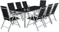 Juegos de comedor, tectake, Conjunto Muebles Jardín Exterior 9 Piezas, Mesa y Sillas Terraza Impermeables, Estructura de Aluminio