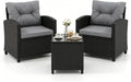 conjunto de muebles de jardín, LIFEZEAL, interior exterior, terraza, 75 kg (gris), carga 180, patio, - Juego de muebles de jardín de 3 piezas