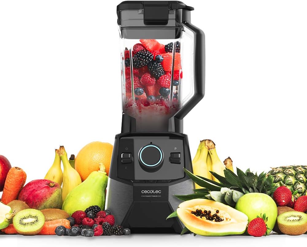 Cecotec 2600MAX Batidoras de vaso, Batidora de Vaso Power Black Titanium 2600MAX Pro. 2600W de Máxima Potencia, Libre BPA
