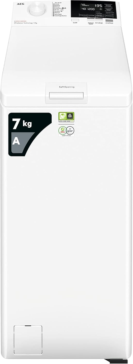 AEG LTR6G37A lavadora, LTR6G37A cargador superior serie 6000 Prosense 7 kg