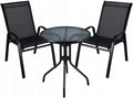 Juegos de bistro, BDW, terraza, jardín - Negro, Juego de muebles de balcón - Mesa redonda de vidrio 60 x 70 cm con 2 sillas de textilene - Para balcón
