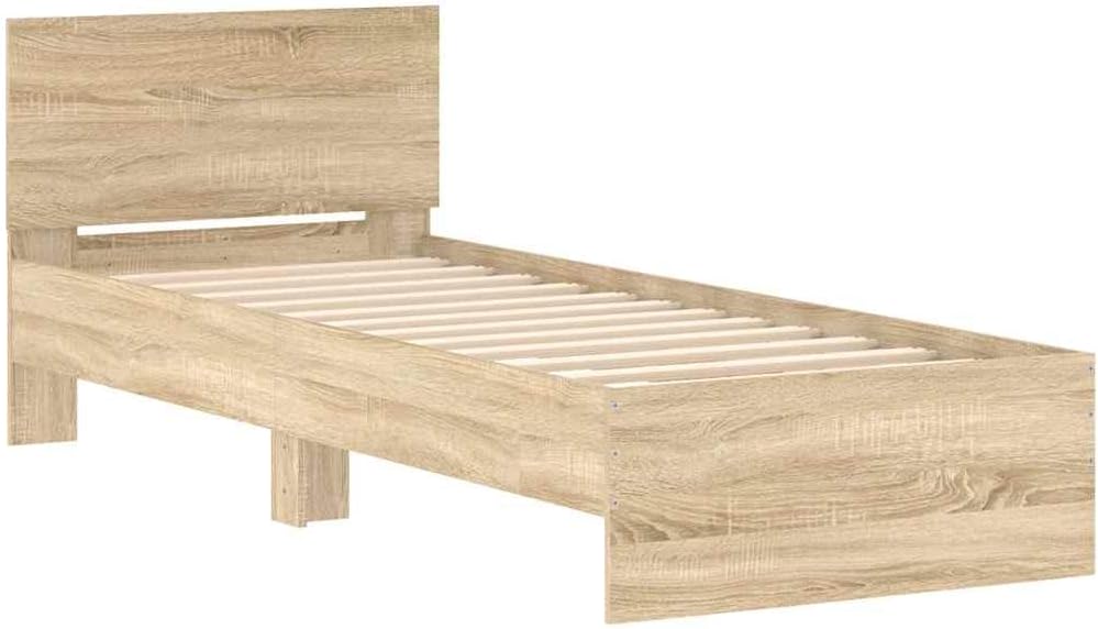 cama, vidaXL, Mueble para Dormitorio, Madera de Ingeniería Roble Sonoma 90x200 cm, Somier de Invitados