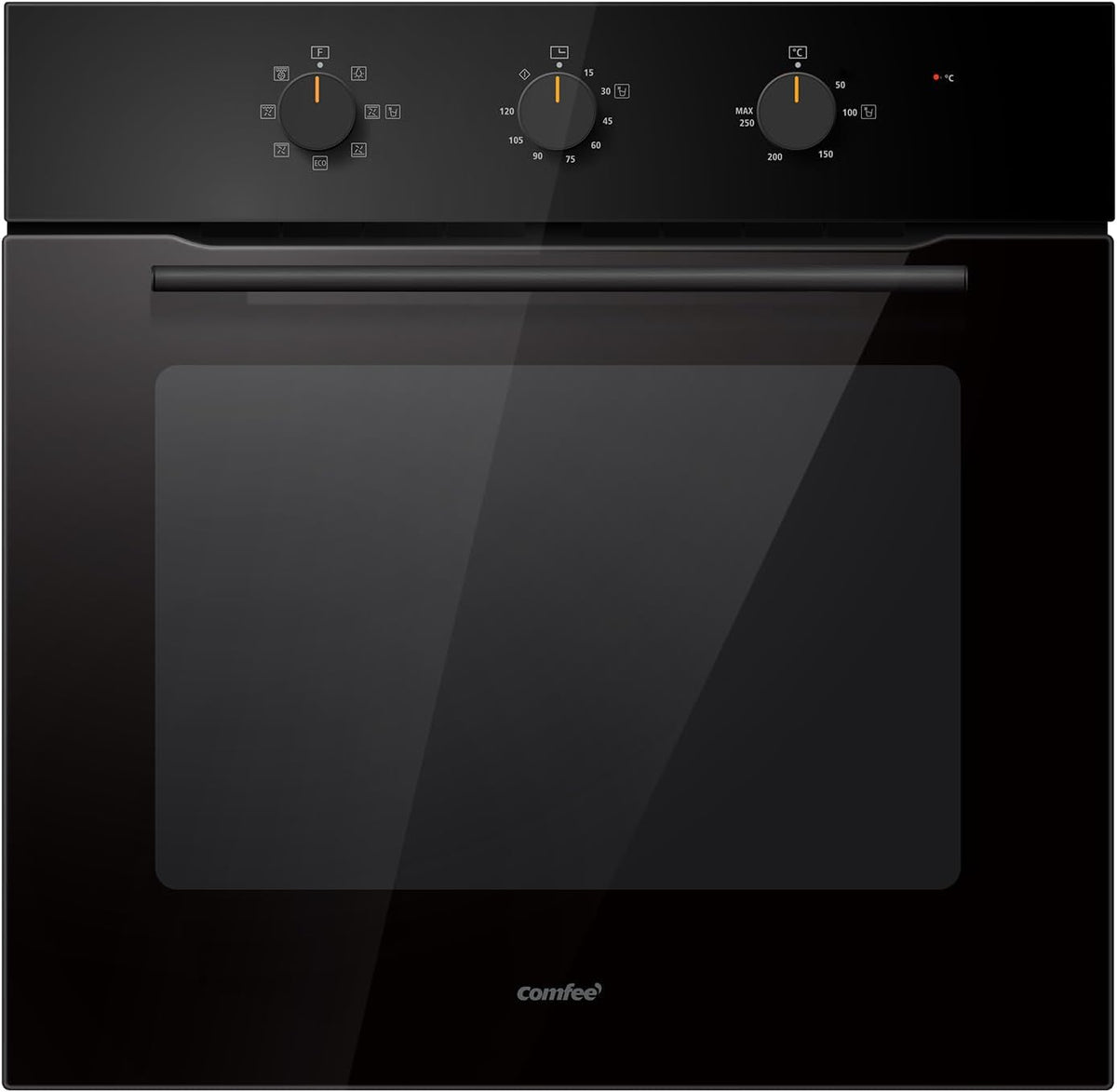freidora de aire CBO60M80M1-BK, Comfee, cocción multifase, puerta extraíble, fácil limpieza, limpieza con vapor, color negro