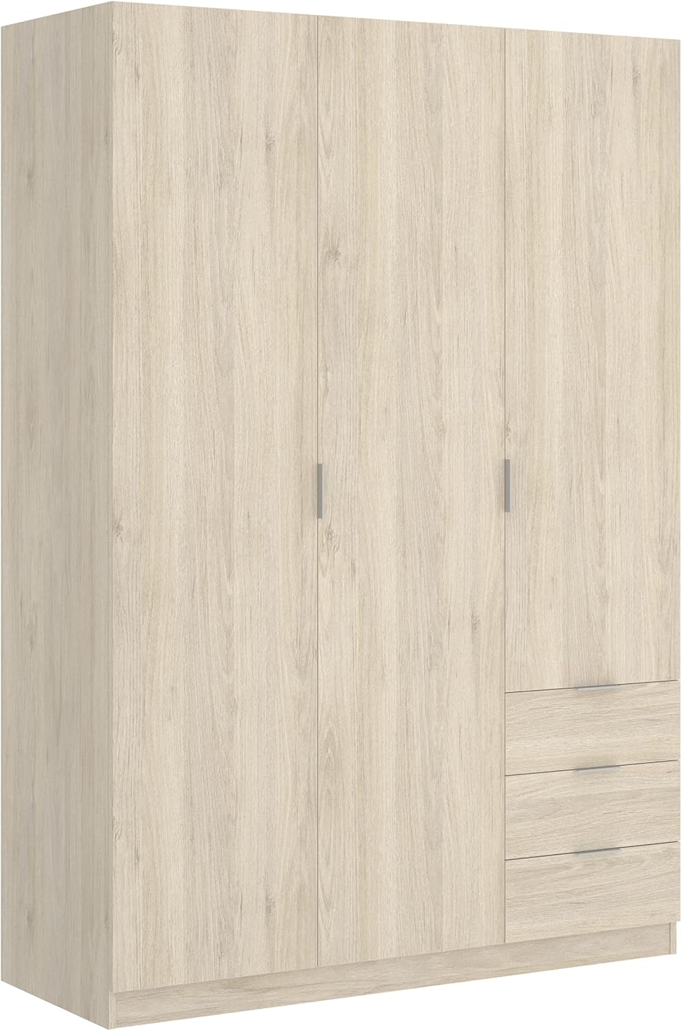 armario, DEKIT GRUPO RIMOBEL, ropero de 3 Puertas y 3 cajones, 121x184x52 cm, Natural