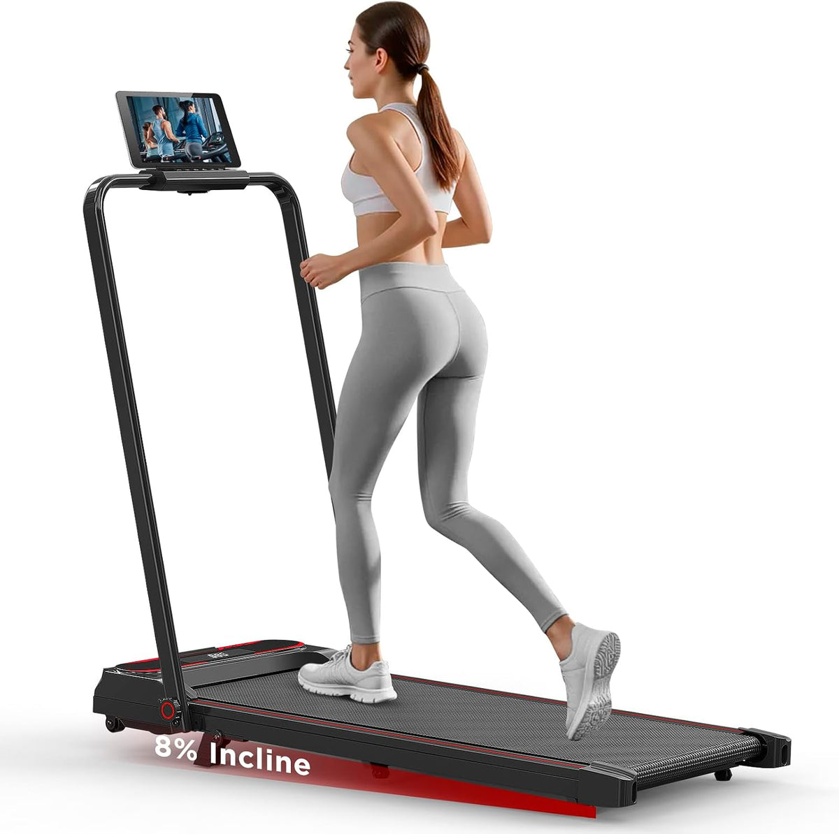 Cintas de correr 5HP, Tvdugim, Control Remoto, Pantalla LED, 3 en 1 Cinta de Correr Plegable con Inclinación de 8%