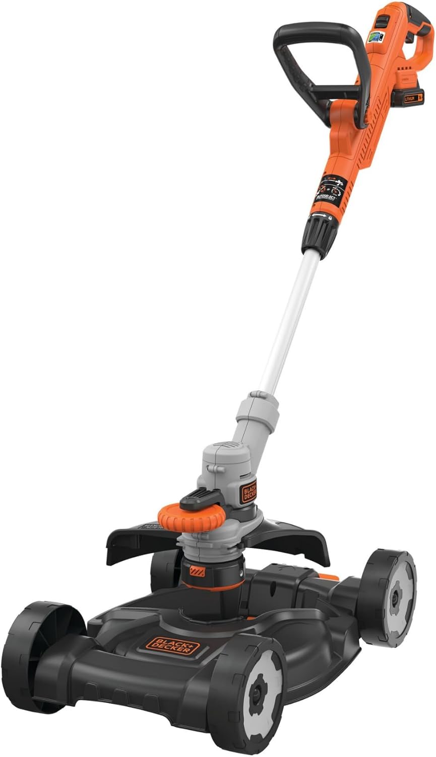 cortacésped STC1820CM-QW, Black+Decker, Cortabordes Inalámbrico 18V POWERCONNECT 3 en 1, Recortadora de Césped, Perfilador de Bordes Ligero y