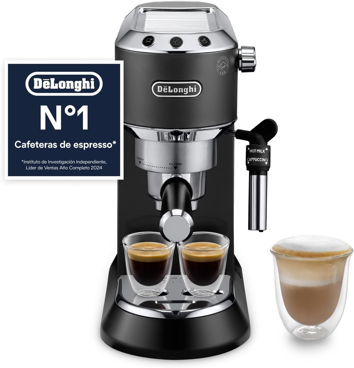 De'Longhi EC685 cafetera, EC685.BK, Sistema Anti-goteo, Dedica - de Bomba de Acero Inoxidable para Café Molido o Monodosis, Negro