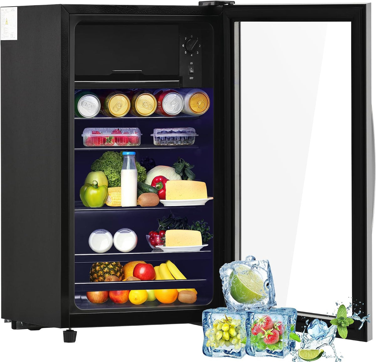 frigorífico mini, Merax, Freestanding Enfriador de bebidas con refrigerador de 70L + congelador de 6L, súper silencioso para restaurante bar