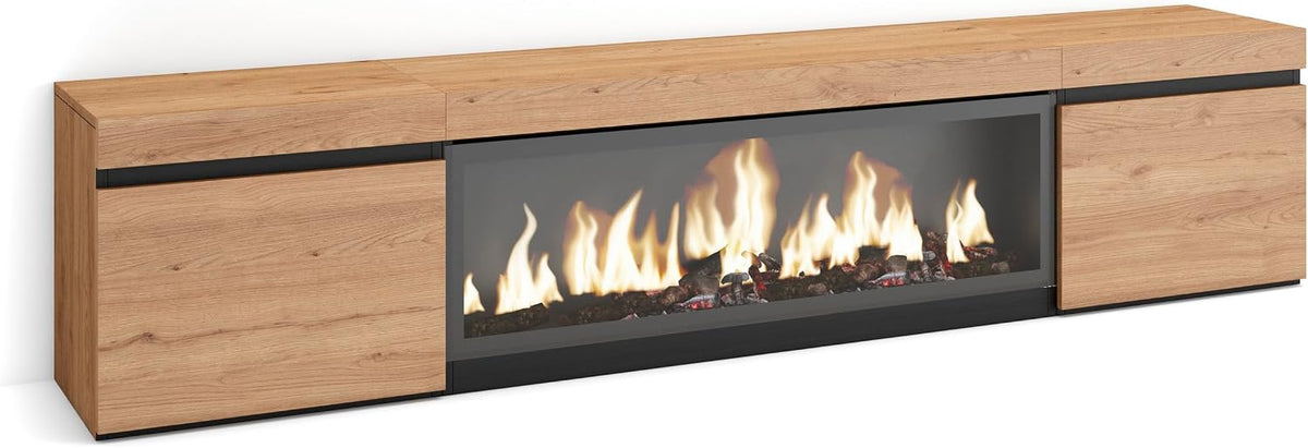 Soportes de TV y centros multimedia, Skraut Home, Muebles de salón, para TV hasta 80', 210, Mueble TV, Televisión, almacenaje, Chimenea eléctrica XXL