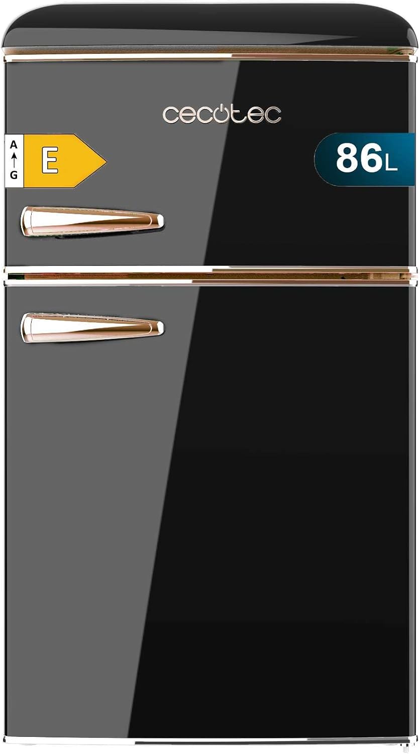 Cecotec frigorífico combi, Clase Energética E, Icebox, Luz Interior y Tirador Cromado, Negro