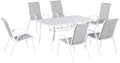 Juegos de comedor, Outsunny, Conjunto de Mesa y Sillas Jardín de 7 Piezas, para Terraza Patio, Gris