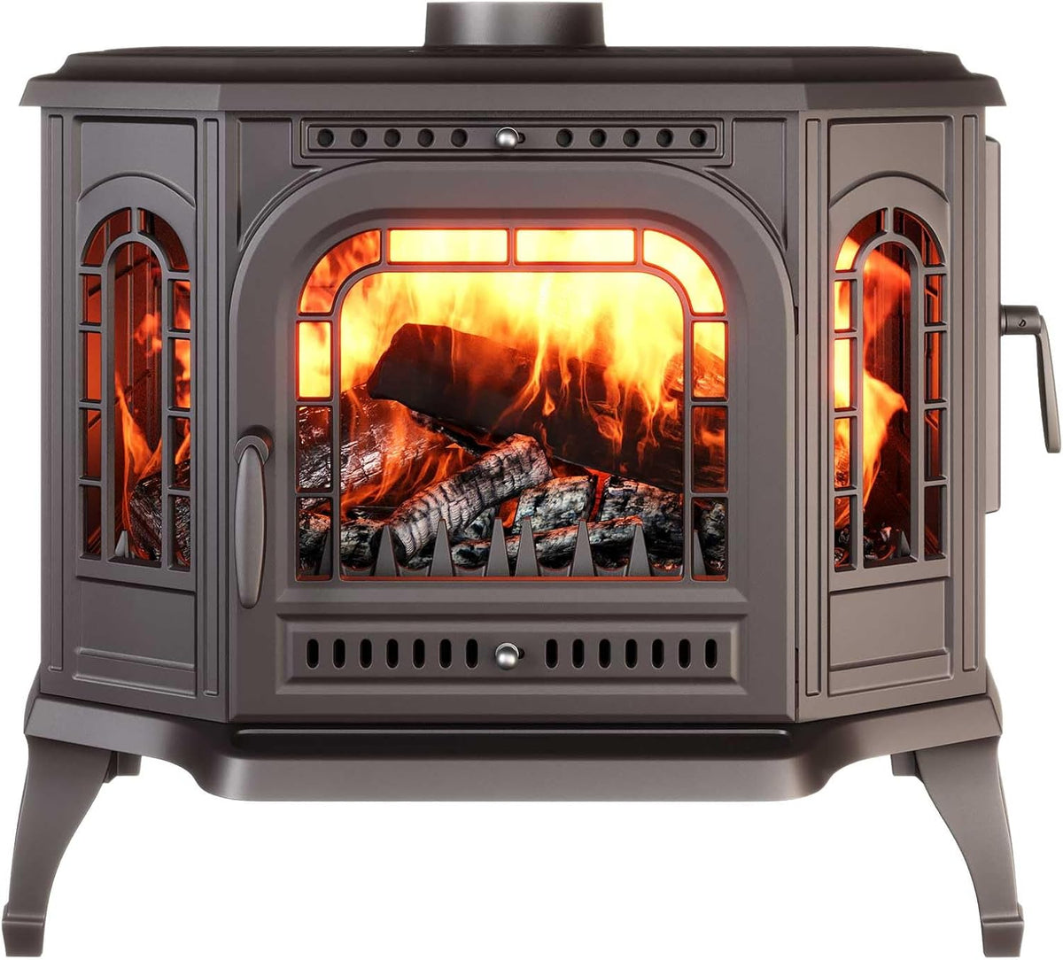 Hornos chimenea, OutInFire, izquierda - P7 PB (10,5 kW) ECO (apertura derecha), Estufa de leña de instalación libre, en hierro fundido negro